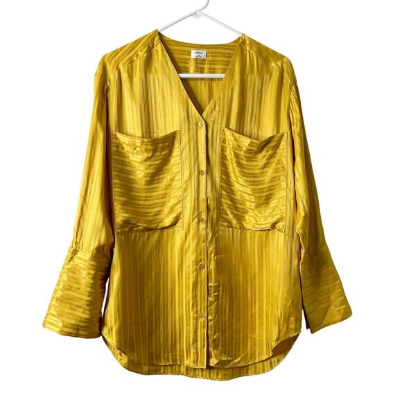 Aritzia Wilfred Zelie Silk Blend Button Up Tunic Shirt Size XXS Yellow - Picture 2 of 10